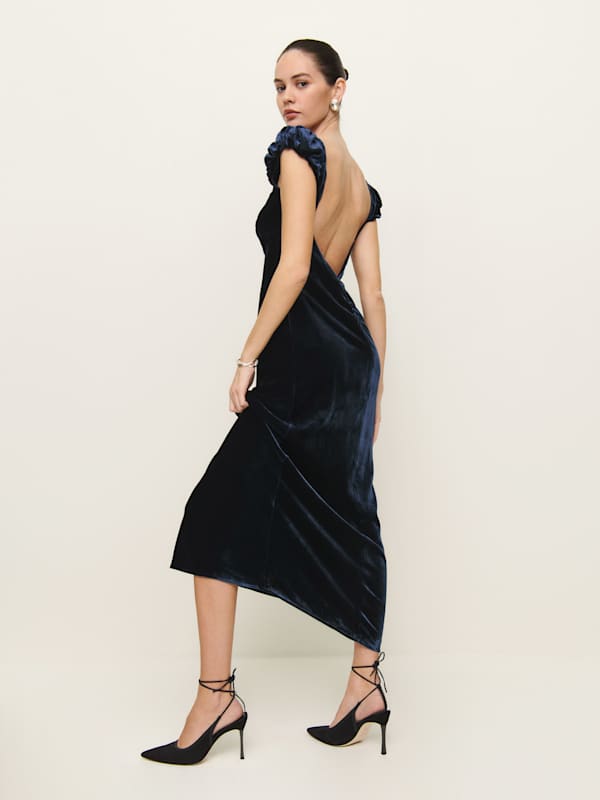 Rhia Velvet Dress - Navy